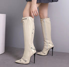 Women's High Heel Knee High Boots Zipper Punk Style Boots Plus Size Fashionella