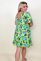 Gigio Tropical Print Flutter Sleeve Mini Dress Kiwidrop
