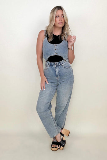 Davi & Dani Open Cut Denim Overall Pants Kiwidrop