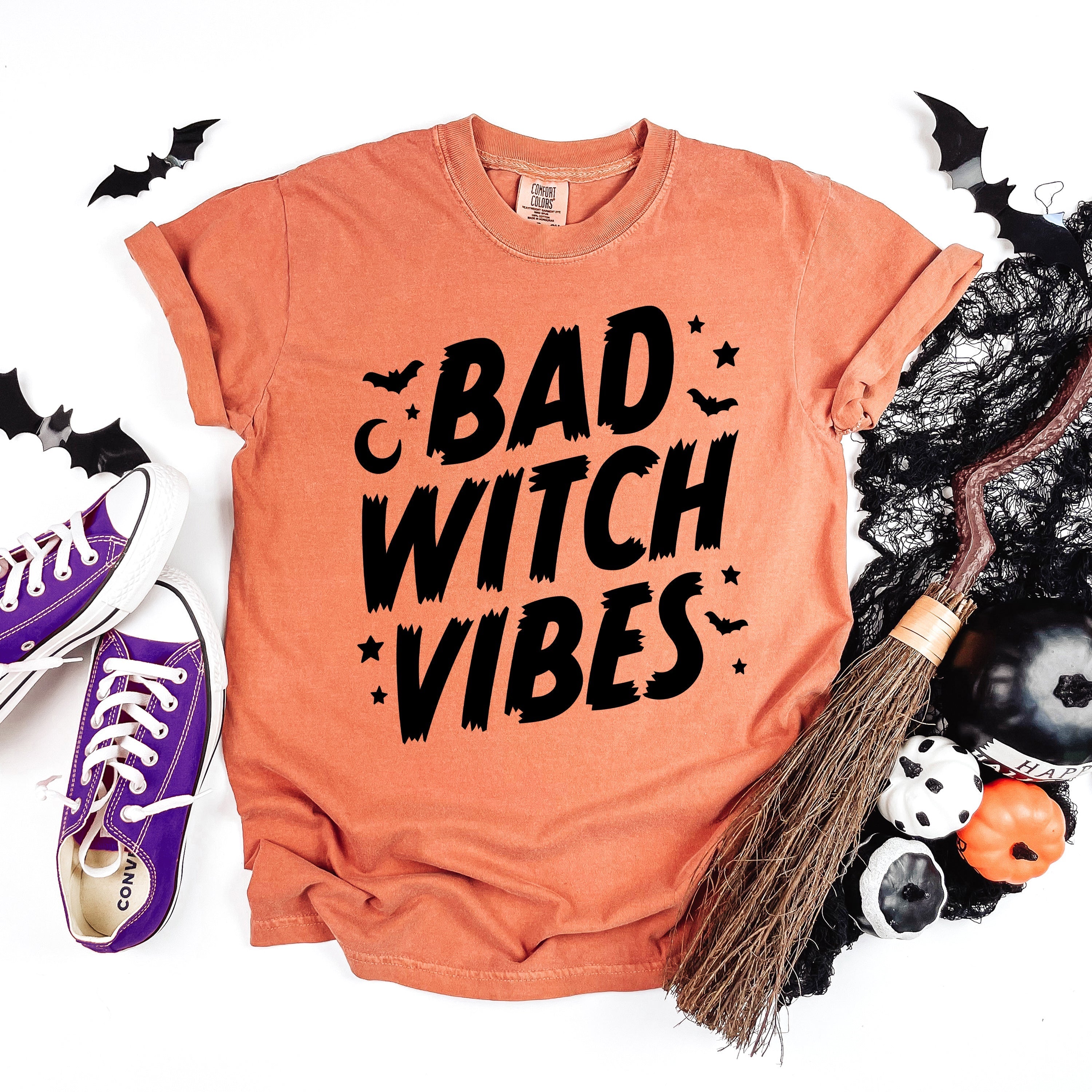 Bad Witch Vibes Moon | Garment Dyed Tee Olive and Ivory Retail