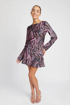 ZEBRA PRINT MINI DRESS WITH LACED UP BACK Emory Park