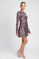 ZEBRA PRINT MINI DRESS WITH LACED UP BACK Emory Park