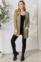 Zenana Falling For You Full Size Open Front Popcorn Cardigan Trendsi