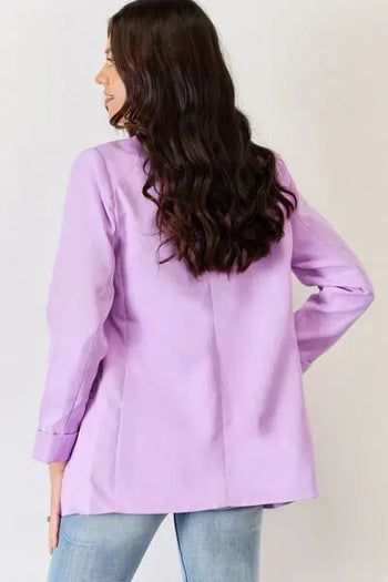 Zenana Open Front Long Sleeve Blazer Trendsi