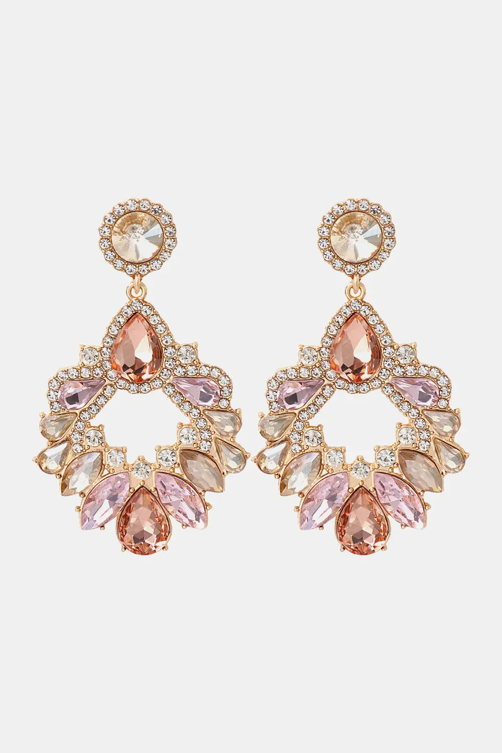 Zinc Alloy Frame Glass Stone Dangle Earrings Trendsi