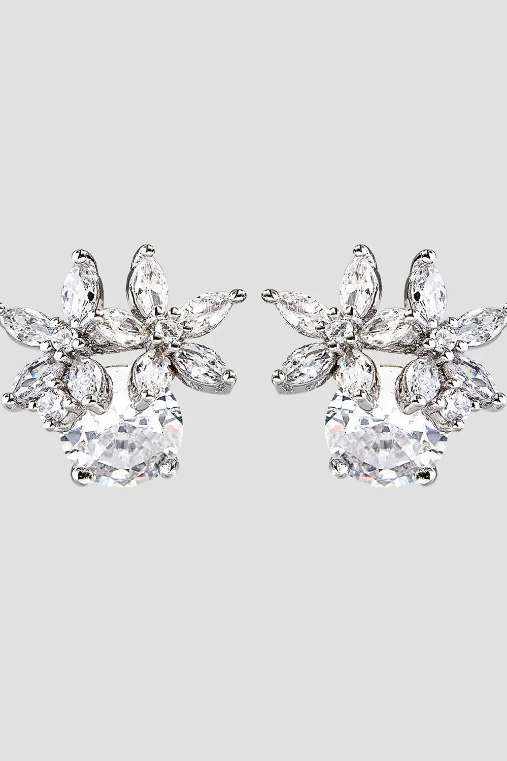 Zircon 925 Sterling Silver Flower Stud Earrings Trendsi