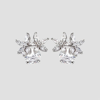 Zircon 925 Sterling Silver Flower Stud Earrings Trendsi