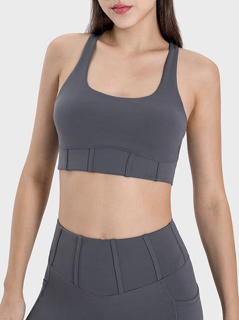 Square Neck Wide Strap Active Tank Trendsi