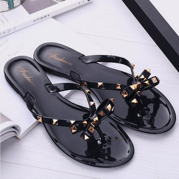 Bow Toe Post PVC Sandals Trendsi