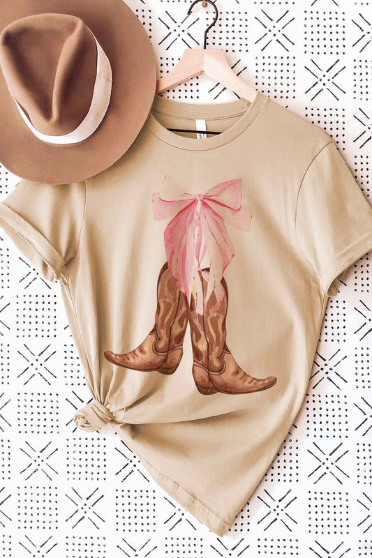 COWGIRL BOOTS BOW Graphic T-Shirt A. BLUSH CO.