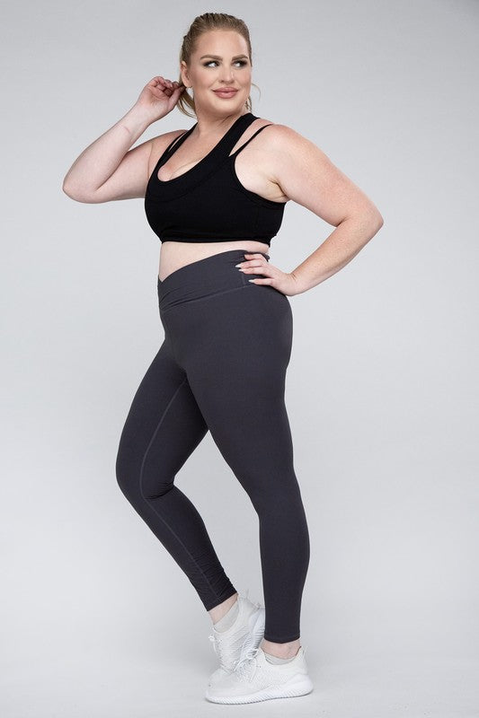 Plus Size V Waist Full Length Leggings Rae Mode