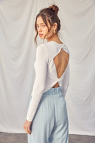 Idem Ditto Twisted Backless Long Sleeve Knit Top Trendsi