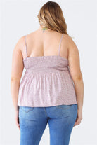 Zenobia Plus Size Frill Smocked Floral Sweetheart Neck Cami Zenobia