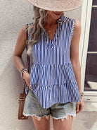 Tiered V-Neck Sleeveless Tank Casual Chic Boutique