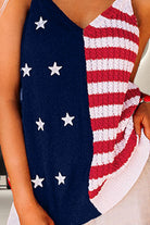 US Flag Theme V-Neck Knit Cami Trendsi