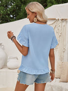 Ruffled Notched Petal Sleeve Blouse Trendsi