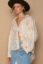 POL Oversize Lace Button-Down Shirt Trendsi