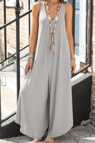 Pocketed Scoop Neck Wide Leg Jumpsuit Trendsi