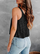 Sequin Scoop Neck Tank Casual Chic Boutique