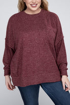 Plus Brushed Melange Drop Shoulder Sweater ZENANA