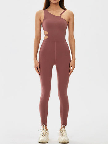 Cutout Asymmetrical Neck Active Jumpsuit Trendsi