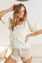 BiBi Tassel Detail Textured Square Neck Sweater Trendsi