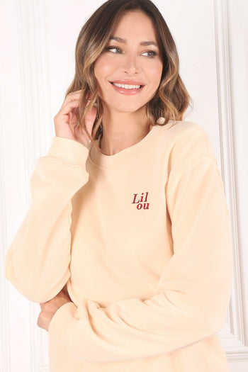 Cream sweat shirt with embo Lilou