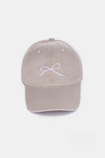 Zenana Bow Embroidered Washed Cotton Caps Trendsi