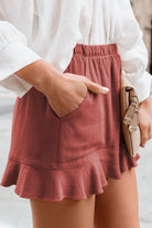 Full Size Ruffled Elastic Waist Shorts Trendsi