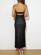 Sequin Cutout Tube Dress Trendsi