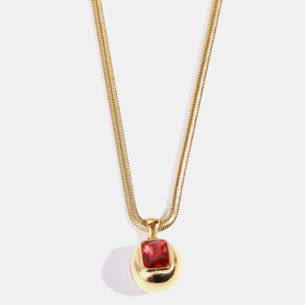 Zircon 18K Gold-Plated Geometrical Shape Pendant Necklace