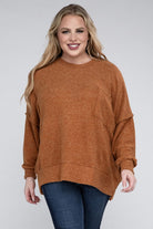 Plus Brushed Melange Drop Shoulder Sweater ZENANA