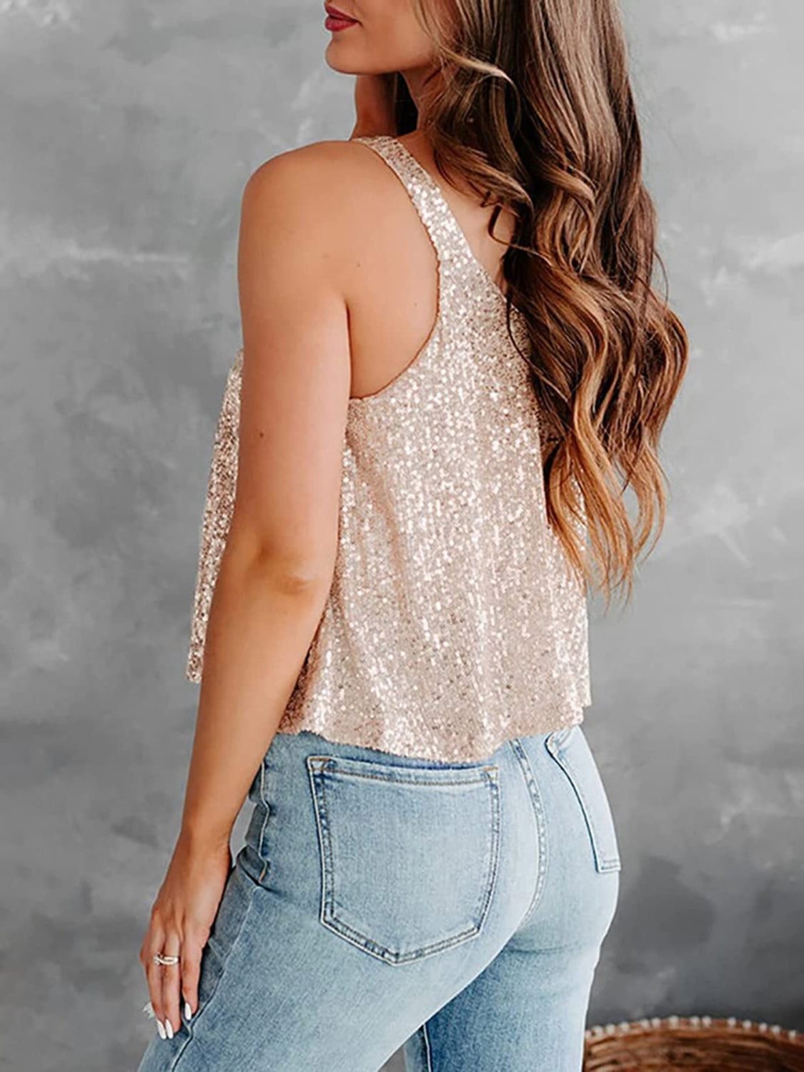 Sequin Scoop Neck Tank Casual Chic Boutique