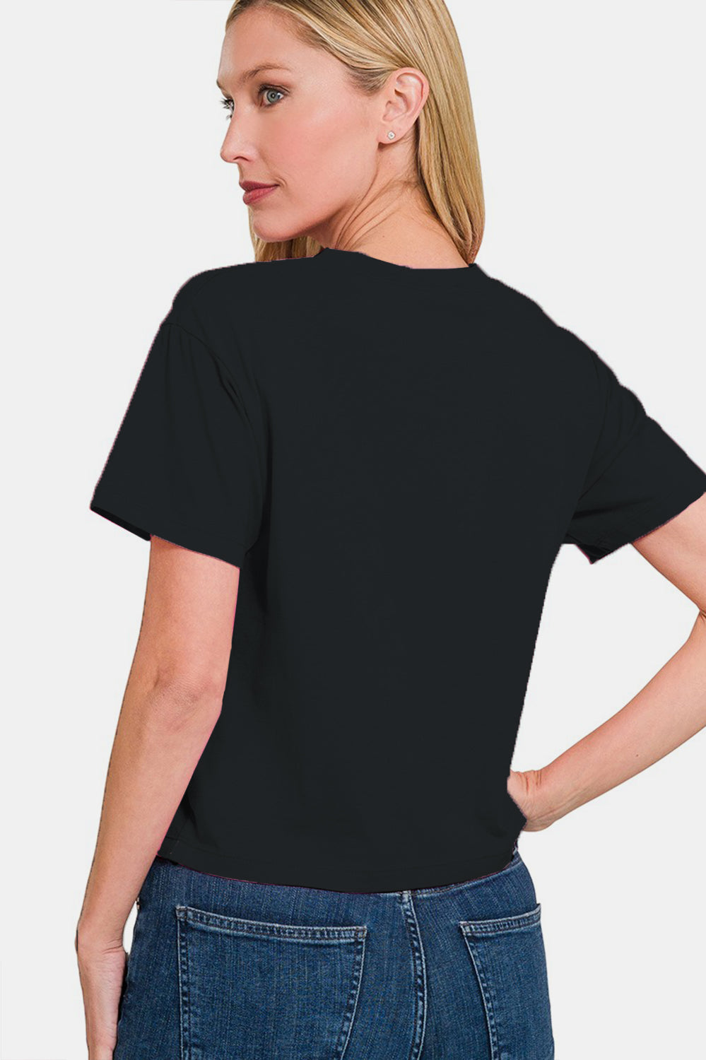 Zenana Round Neck Short Sleeve Cropped T-Shirt Trendsi