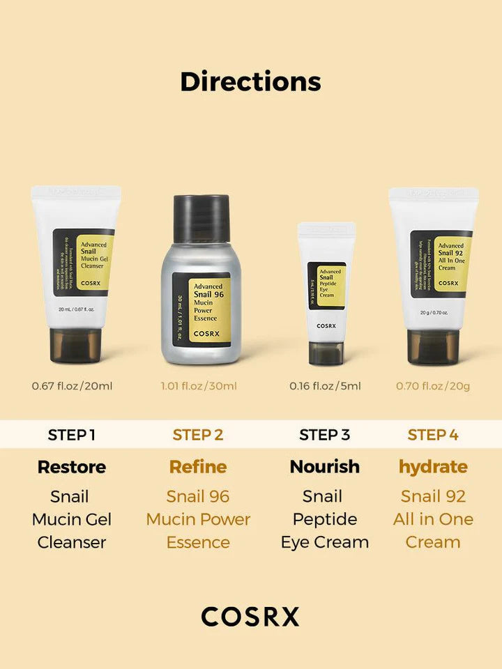 COSRX | All About Snail 4-step Kit | For dry skin & dark spots Casual Chic Boutique