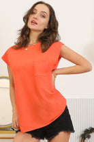 Ninexis Round Neck Cap Sleeve T-Shirt Trendsi