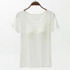 Round Neck Modal T-Shirt with Bra Trendsi