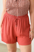 Zenobia Plus Size Drawstring Elastic Waist Shorts with Pockets Zenobia