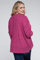 Plus Brushed Melange Drop Shoulder Sweater ZENANA