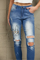 Baeful Easter Distressed Frayed Hem Jeans Trendsi