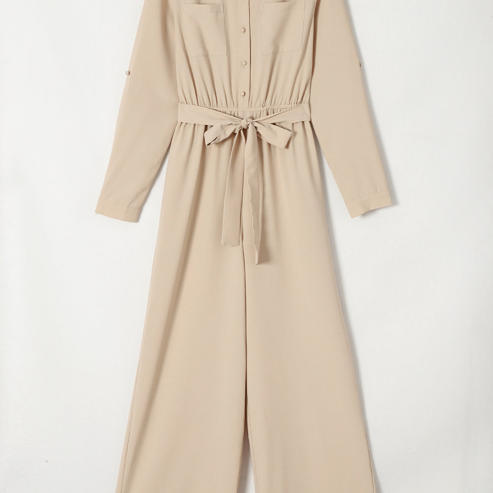 Pocketed Tied Wide Leg Jumpsuit