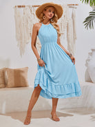 Ruffled Round Neck Sleeveless Dress Trendsi