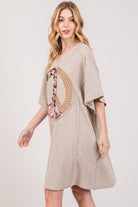 SAGE + FIG Full Size Peace Sign Applique Short Sleeve Tee Dress Trendsi