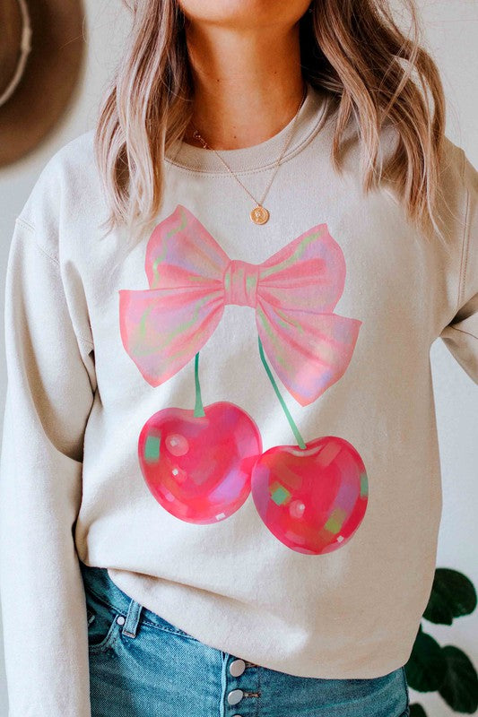 RETRO CHERRY WITH RIBBON Graphic Sweatshirt BLUME AND CO.