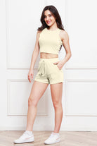 Round Neck Tank and Drawstring Shorts Set Casual Chic Boutique