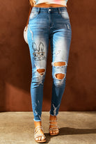 Baeful Easter Distressed Frayed Hem Jeans Trendsi