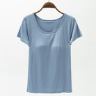 Round Neck Modal T-Shirt with Bra Trendsi