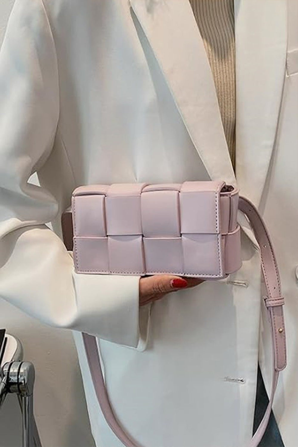 Zenana Vegan Leather Woven Crossbody Bag Trendsi