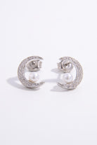 925 Sterling Silver Zircon Moon Shape Earrings Casual Chic Boutique