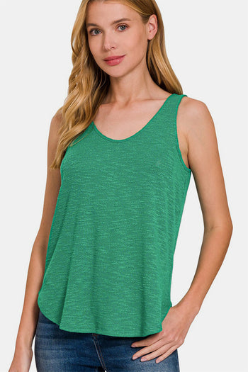 Zenana Curved Hem Round Neck Tank Trendsi